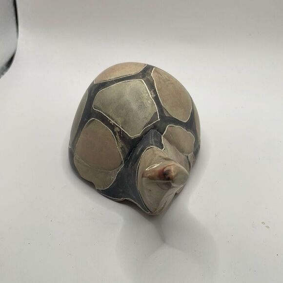 Decorative Stone Carved Turtle Figurine Black and Tan Collectible - Picture 6 of 9